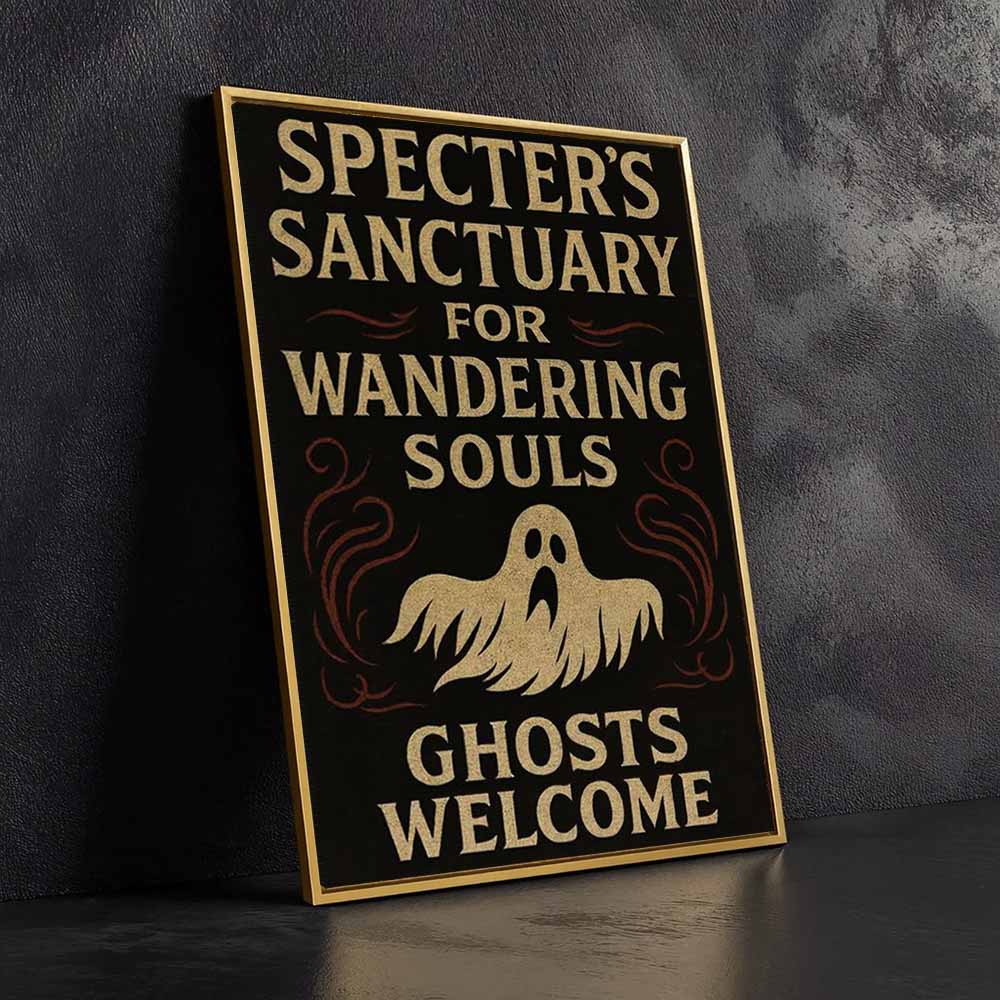 Spooky Halloween Framed Canvas Wall Art, Wall Decor Halloween, Vintage Canvas