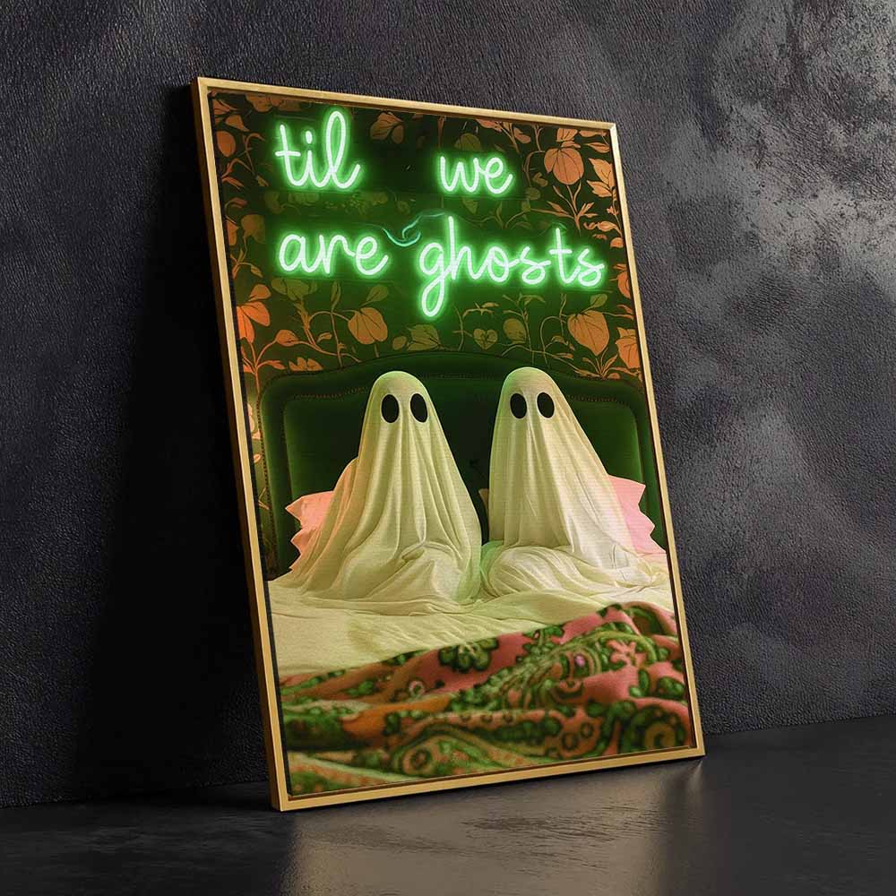 Til We Are Ghosts Framed Canvas Wall Art, Wall Decor Halloween, Vintage Canvas