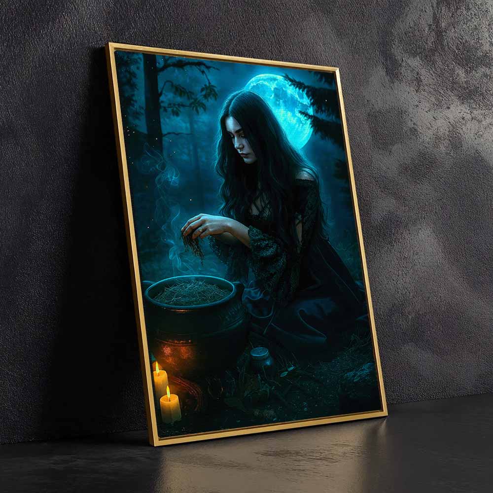 Witch Hocus Pocus Framed Canvas Wall Art, Wall Decor Halloween, Vintage Canvas