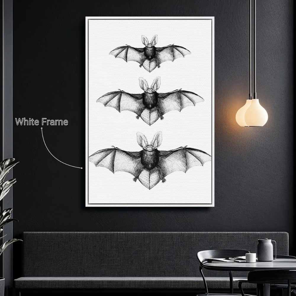 Bat Vintage Halloween Decor Framed Canvas Wall Art, Wall Decor Halloween, Vintage Canvas