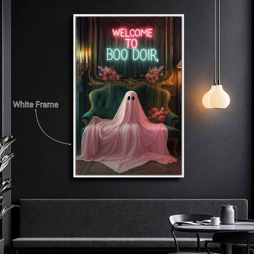Boo Ghost Framed Canvas Wall Art, Wall Decor Halloween, Vintage Canvas