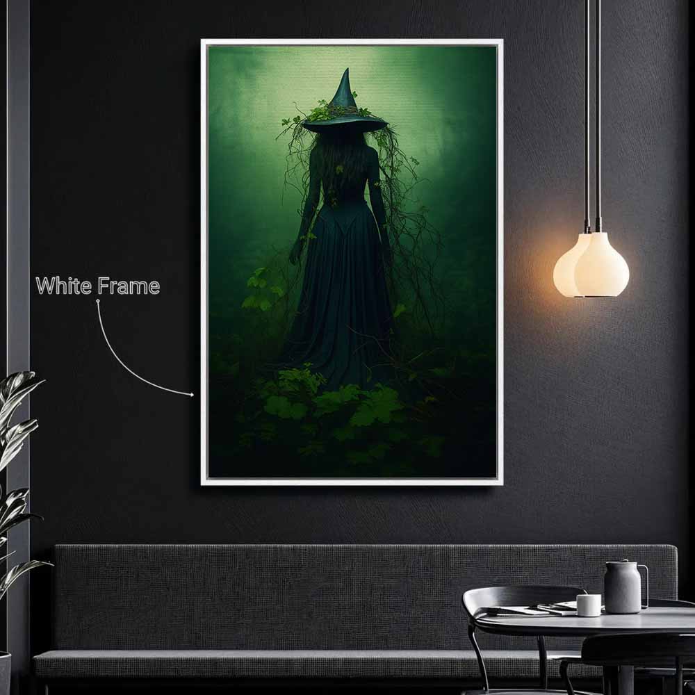 Forest Witch Framed Canvas Wall Art, Wall Decor Halloween, Vintage Canvas