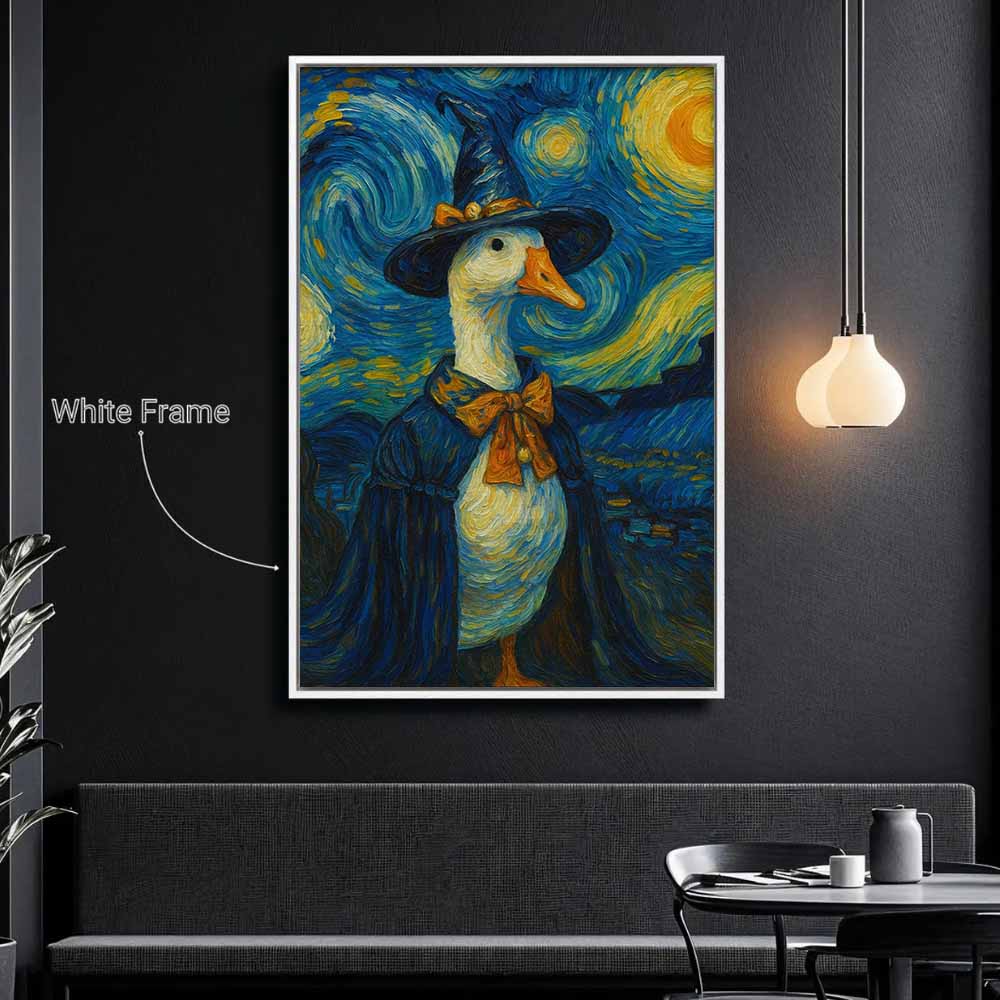 Goose Starry Night Framed Canvas Wall Art, Wall Decor Halloween, Vintage Canvas