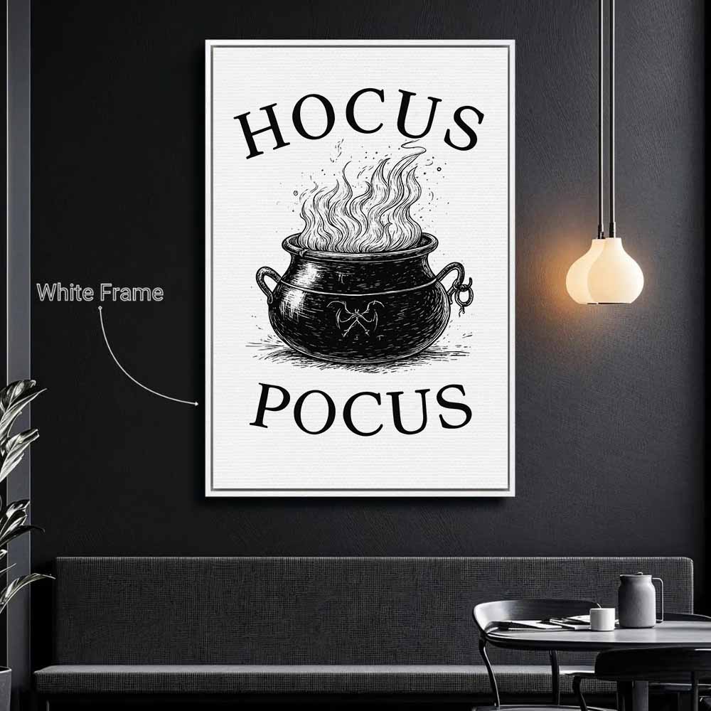 Hocus Pocus Framed Canvas Wall Art, Wall Decor Halloween, Vintage Canvas