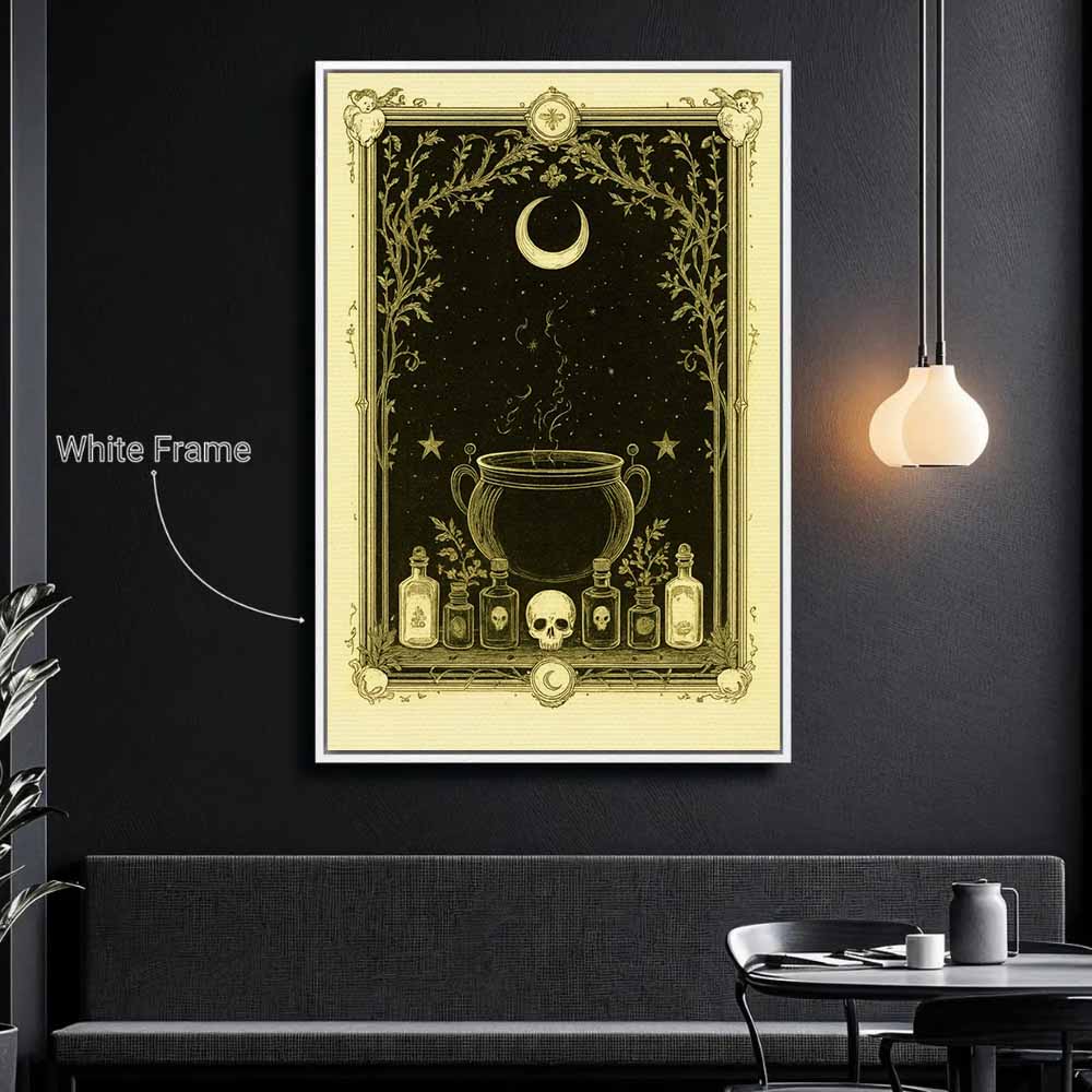 Kitchen Witcher Framed Canvas Wall Art, Wall Decor Halloween, Vintage Canvas