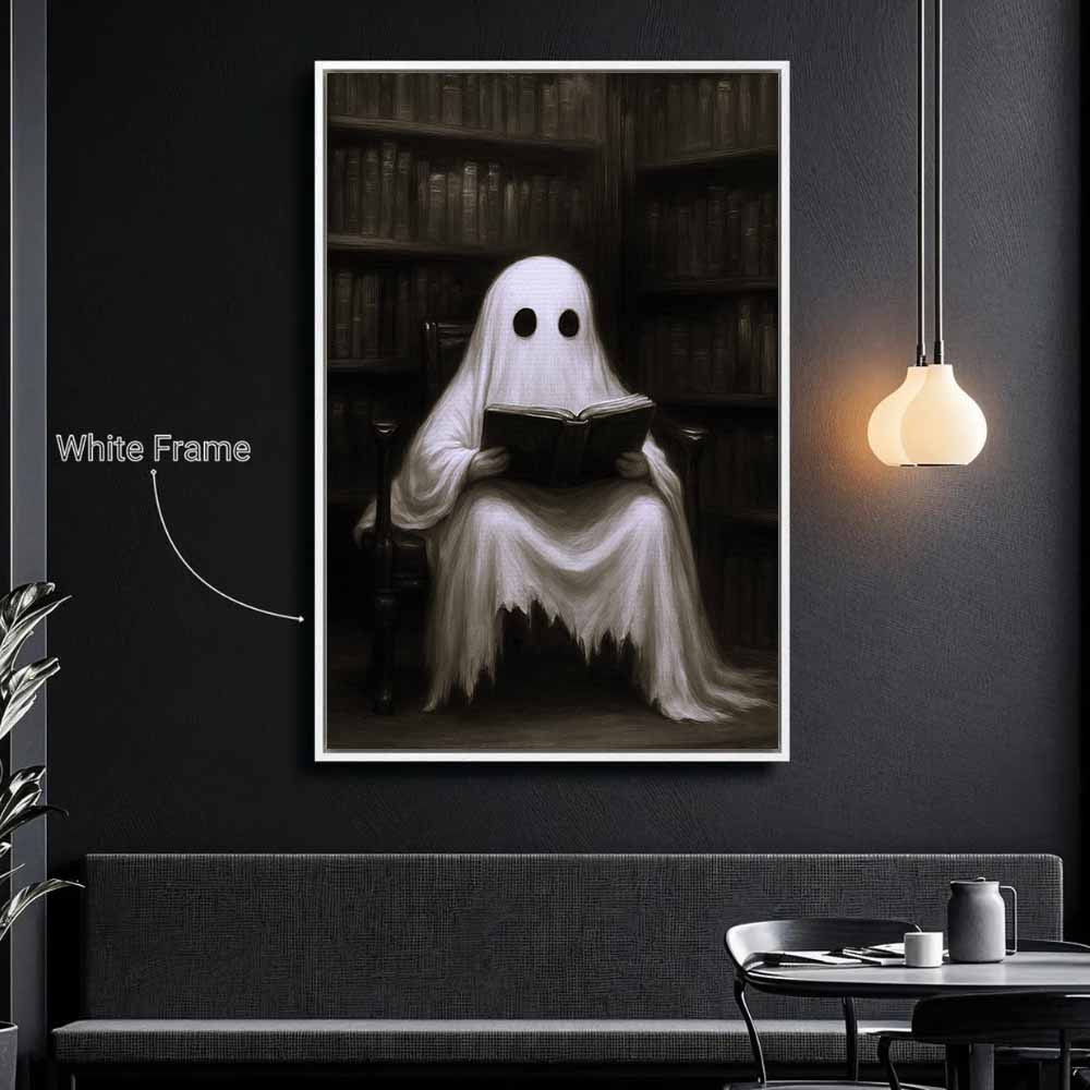 Spooky Ghost Painting Framed Canvas Wall Art, Wall Decor Halloween, Vintage Canvas