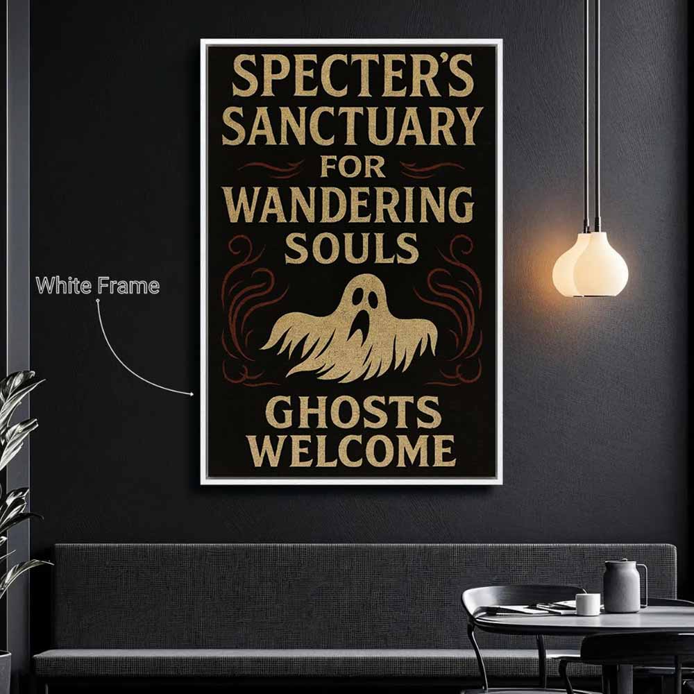 Spooky Halloween Framed Canvas Wall Art, Wall Decor Halloween, Vintage Canvas