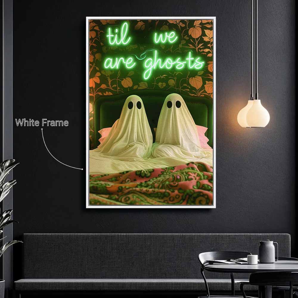 Til We Are Ghosts Framed Canvas Wall Art, Wall Decor Halloween, Vintage Canvas