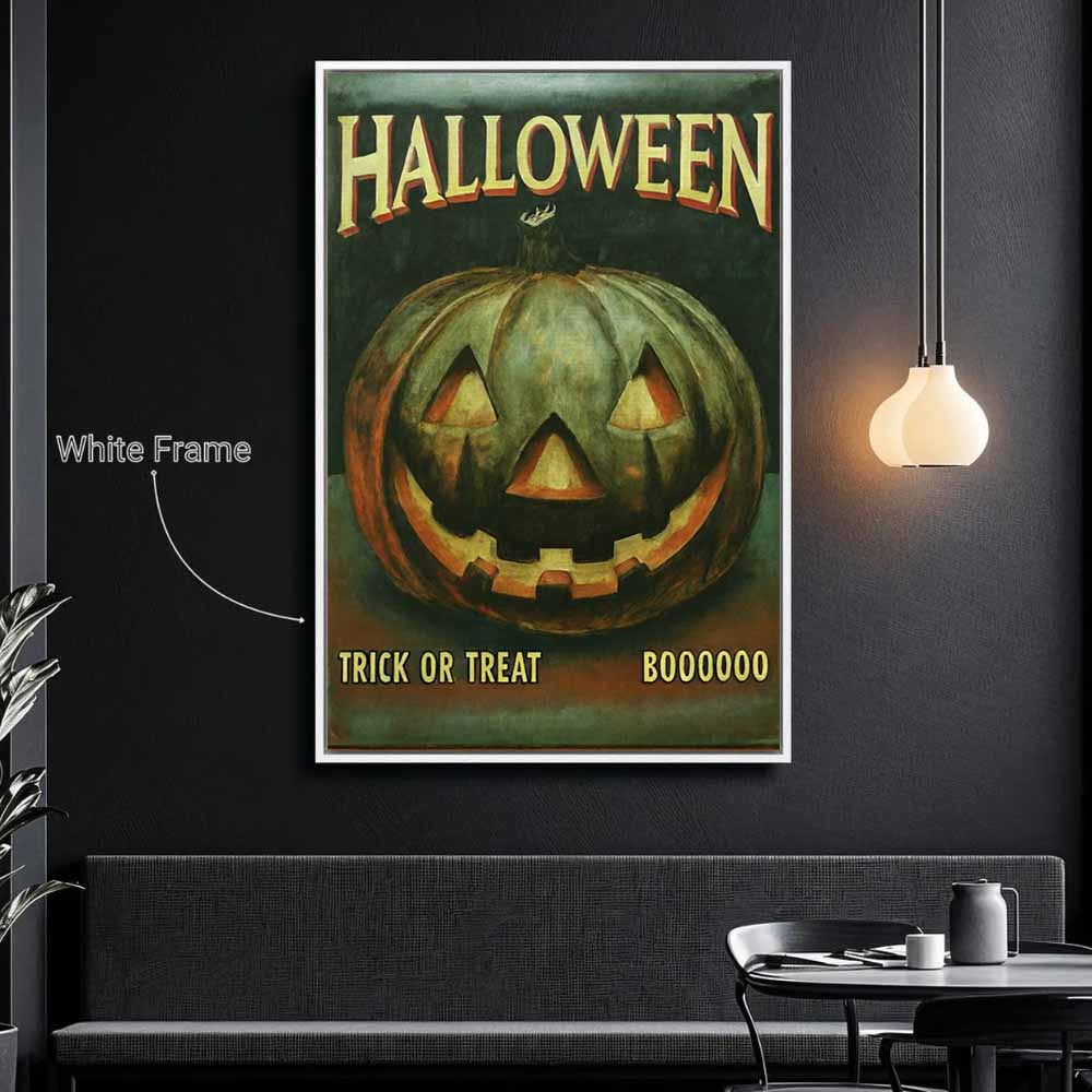 Trick Or Treat Vintage Halloween Framed Canvas Wall Art, Wall Decor Halloween, Vintage Canvas