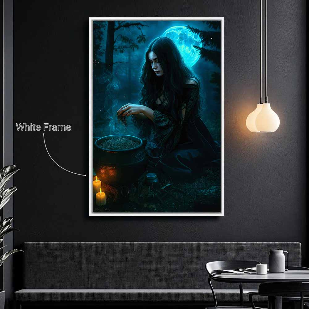 Witch Hocus Pocus Framed Canvas Wall Art, Wall Decor Halloween, Vintage Canvas