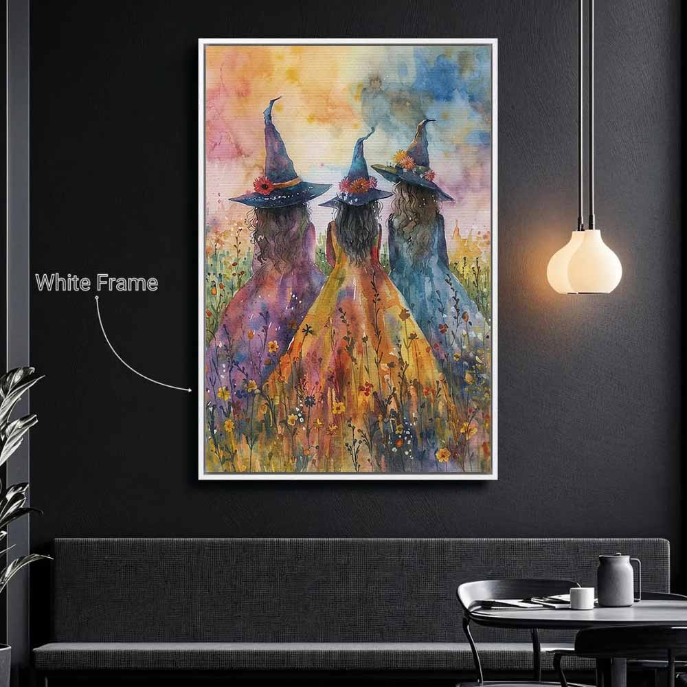 Witch Spelling Framed Canvas Wall Art, Wall Decor Halloween, Vintage Canvas