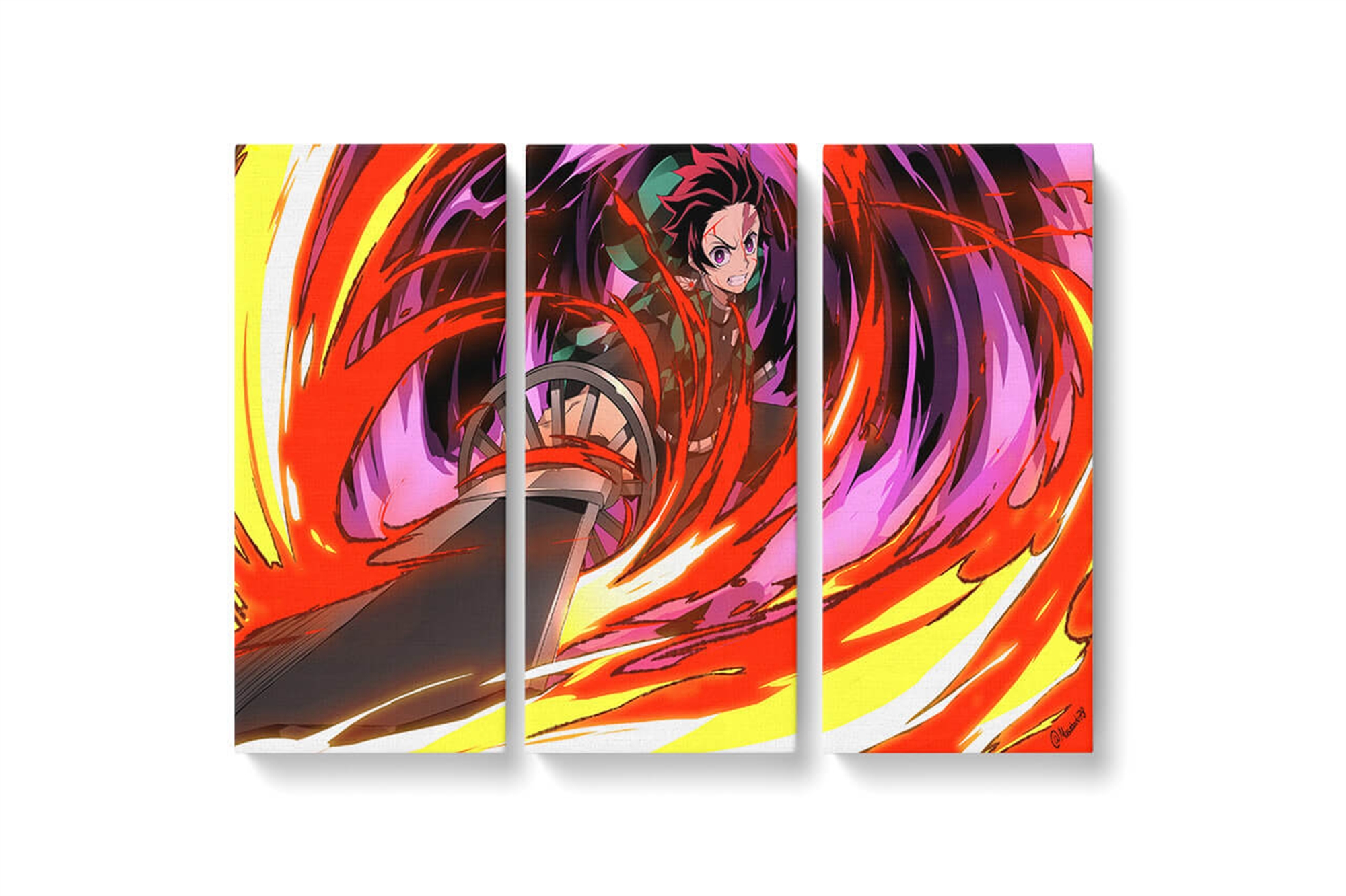 Demon Slayer Tanjiro Power Of Fire Framed Canvas Wall Art, Large Canvas