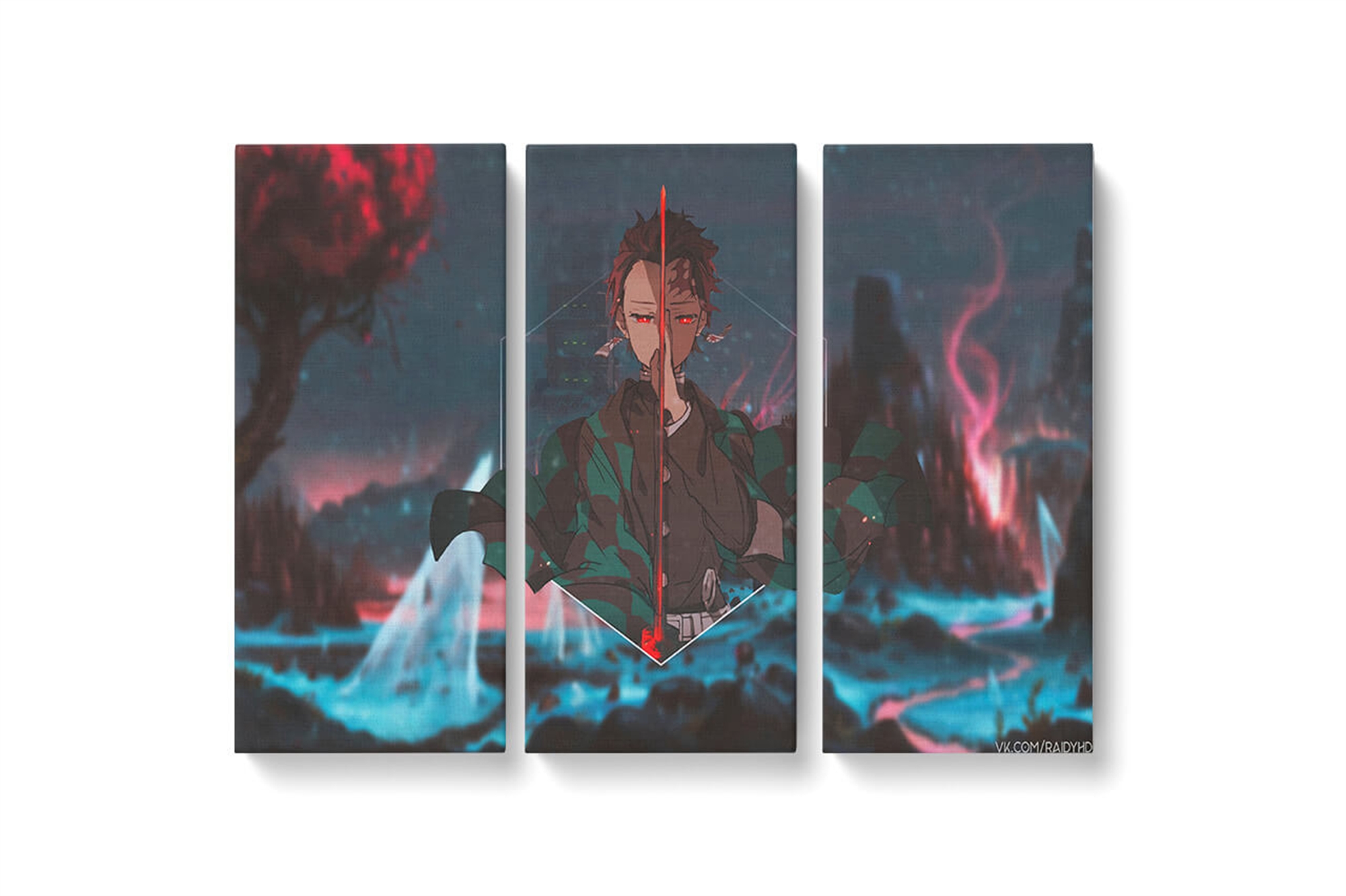Demon Slayer Tanjiro Framed Canvas Wall Art, Large Canvas