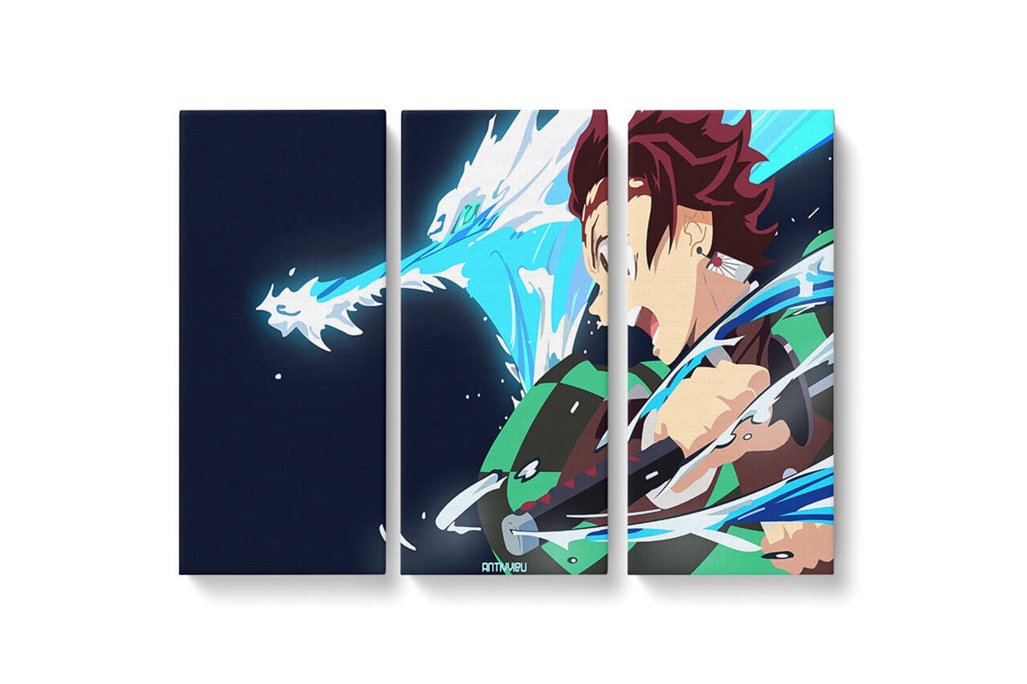 Tanjiro Breath Of Water Framed Canvas Wall Art, Large Canvas