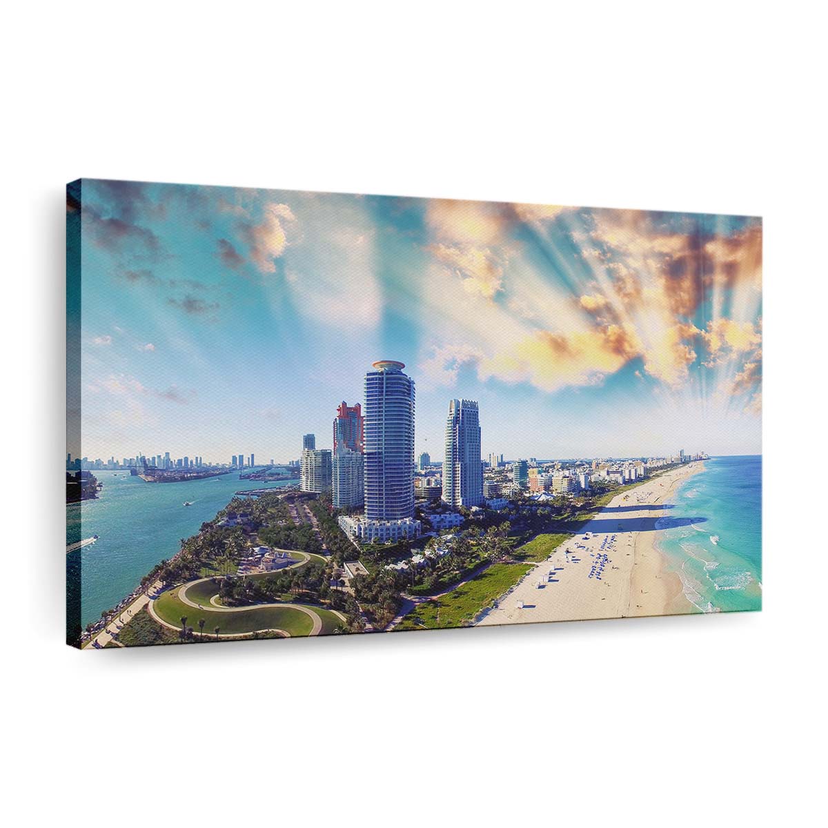 Aerial View Of Miami Beach Florida Canvas Wall Art, Home Decor, Framed Canvas