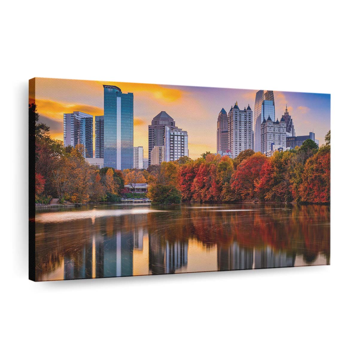 Atlanta Georgia Usa Piedmont Park Skyline In Autumn Canvas Wall Art, Home Decor, Framed Canvas