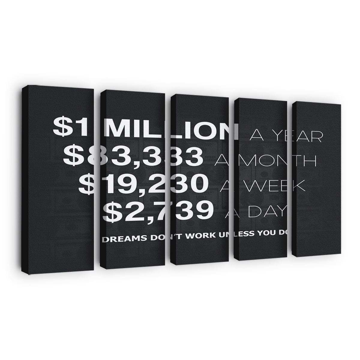 1 Million Dollars A Year Canvas Wall Art, Quote Canvas, Motivational Wall Art