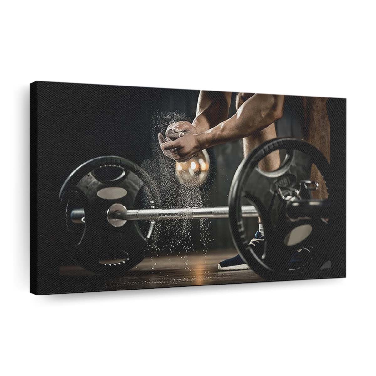 Powerlifter Hand In Talc Preparing To Bench Press Canvas Wall Art, Bedroom Wall Art, Framed Canvas