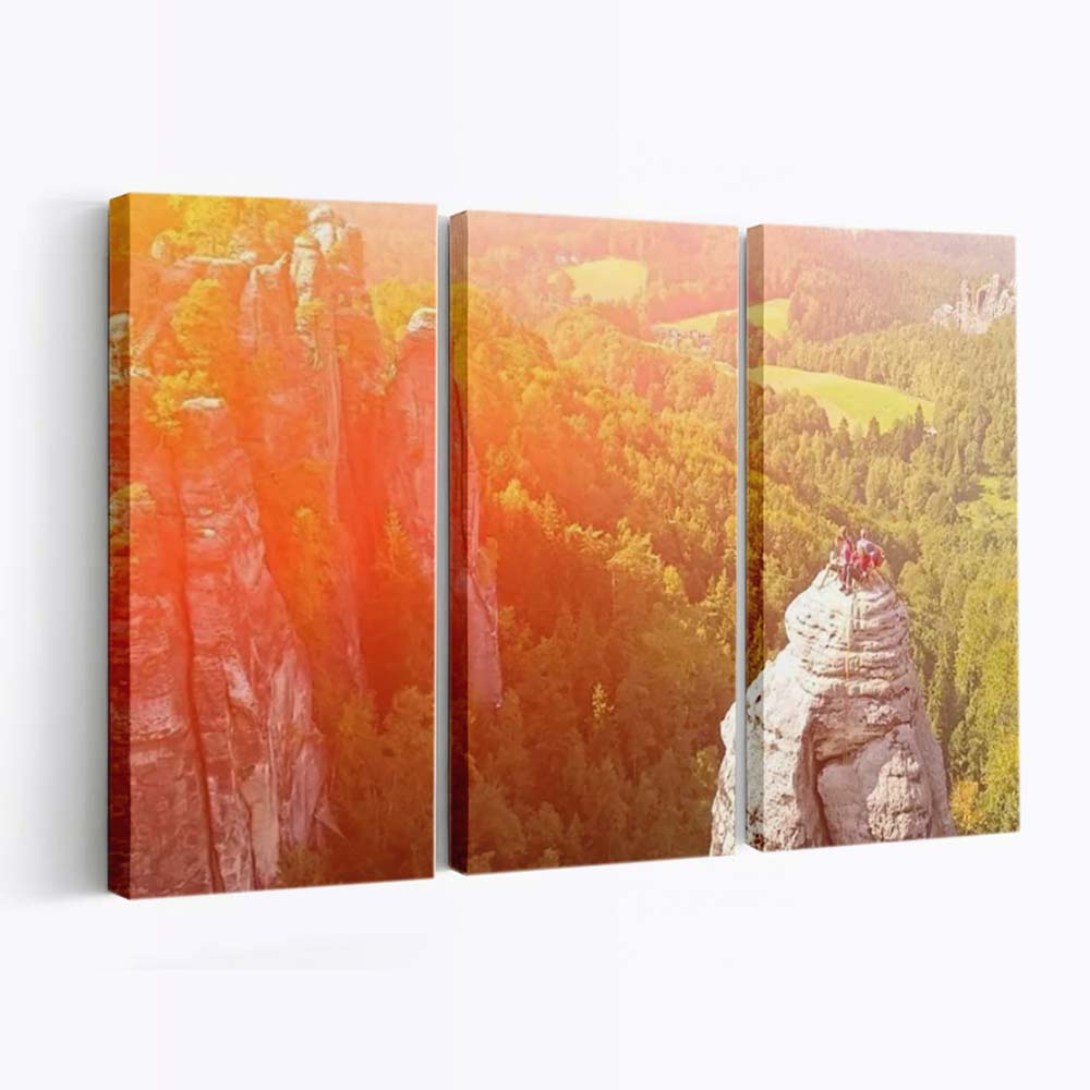 Group Of Climbers On A Cliff Canvas Wall Art, Bedroom Wall Art, Framed Canvas