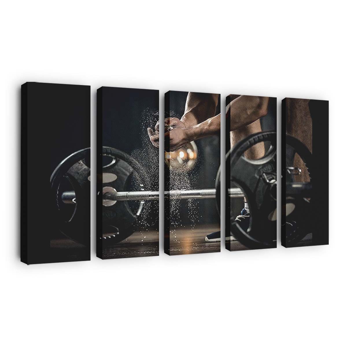 Powerlifter Hand In Talc Preparing To Bench Press Canvas Wall Art, Bedroom Wall Art, Framed Canvas